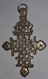 Deosebita &amp; Veche "Cruce Ortodoxa Etiopiana" Copta, tip pandantiv / nemarcata dar aproape sigur argint / 40 mm x 65 mm 13,15 g / Stare! patina superba
