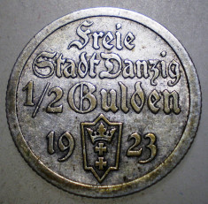 F.133 DANZIG 1/2 GULDEN 1923 ARGINT 2,5g foto