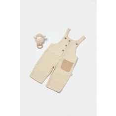 Salopeta cu bretele si buzunar, 100% bumbac - Stone, BabyCosy (Marime: 12-18 Luni)
