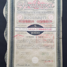 Actiune 1924 petrol Prahova / titlu 5 actiuni Industria si comertul petrolului