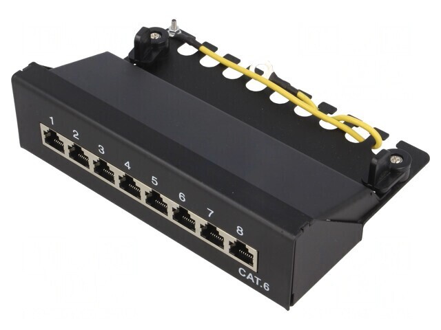 Patch Panel RJ45 Cat6 Negru 8 Porturi