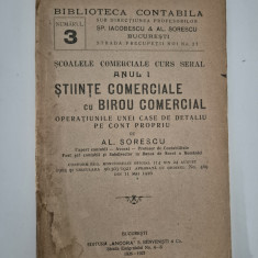 Carte veche 1926 Al Sorescu Stiinte comerciale cu Birou comercial