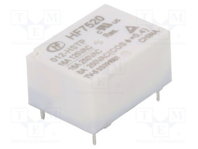 Releu electromagnetic SPST-NO 12VDC 16A HONGFA RELAY foto