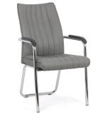 Scaun vizitator HRC 614, ergonomic, piele ecologica, cromat, brate tapitate, 120 kg