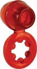 Inel pentru Penis Dual Suport Magnum, TPE elastic, Rosu foto