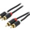 Cablu RCA dublu 3m aurit negru