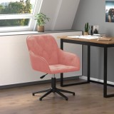 Scaun birou pivotant vidaXL, roz, catifea, reglabil, 56x61.5x(72-80)cm