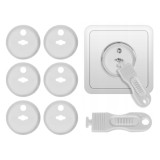 Cumpara ieftin Protectii pentru prize, set 6 bucati, demontare cu cheie, pentru copii, plastic, 2.3 x 3.7 cm, alb