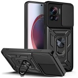 Husa telefon compatibila motorola edge 30 ultra, slide &amp; snap premium, magnetic ring holder, negru