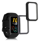 Huse Kwmobile Huawei Watch Fit 2, Silicon, Negru/Gri, Protectie Socuri