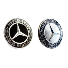 Emblema Mercedes Benz, montare capota, 56mm, bleumarin sau negru