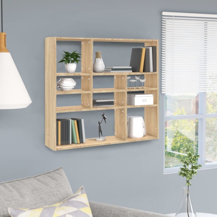 Gossi raft de perete, stejar sonoma, 90 x 16 x 78 cm, lemn prelucrat