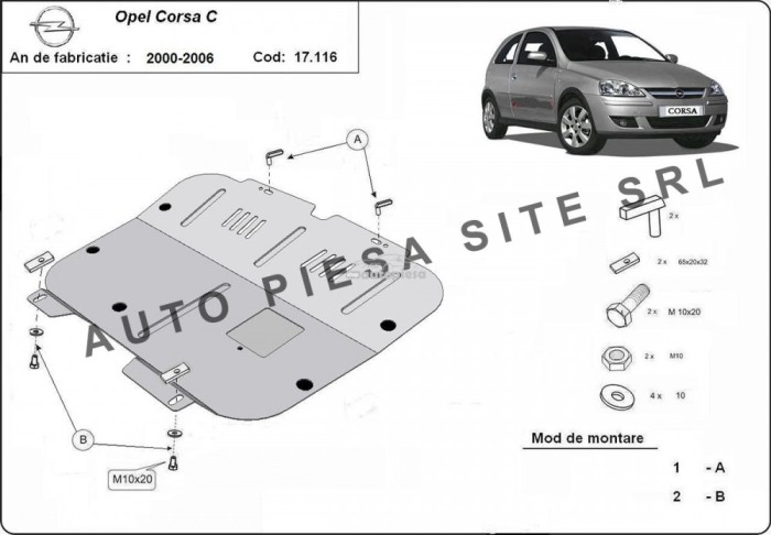 Scut metalic motor Opel Corsa C fabricat in perioada 2000 - 2006 APS-17,116