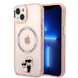 Husa iPhone 15 / iPhone 14 / iPhone 13 - Karl Lagerfeld Hardcase MagSafe (KLHMP14SHNKCIP) - Pink Iconic Karl&amp;Choupette