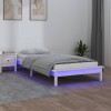 VidaXL Cadru de pat cu LED Single 3FT, alb, 90x190 cm, lemn masiv