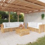 Cumpara ieftin Set mobilier grădină cu perne, 6 piese, lemn masiv de tec