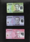 Set Bancnote Chile: 1000, 2000, 5000 Pesos UNC - Numismatică America