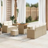 vidaXL Set de canapea pentru grădină cu 8 piese de la , cu perne, din rattan poliester bej și lemn de Acacia.