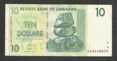 ZIMBABWE 10 DOLARI DOLLARS 2007 [12] P- 67 , VF+ foto