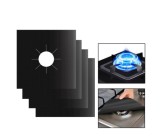 Cumpara ieftin Set 4 folii de protectie aragaz, teflon, lavabile, reutilizabile, Negru Gri