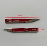 Set 2 Ornamente Aripa S Line Rosu, 148mm, Metal, Emblema Auto Audi, Banda Dublu Adeziva