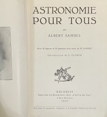 L &amp;#039; ASTRONOMIE POUR TOUS par ALBERT SAMUEL, 1937 foto