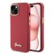 Husa pentru iPhone 15 / iPhone 14 / iPhone 13 - Guess Silicone Script Metal Logo &amp; Frame (GUHCP15SSMBSLM) - Red