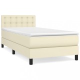 Cumpara ieftin Pat box spring cu saltea, crem, 100x200 cm, piele ecologica