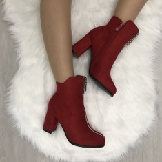 Ghete botine dama rosii imblanite marime 40+CADOU foto