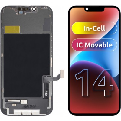 Display cu Touchscreen ZY pentru Apple iPhone 14, cu Rama, Versiune LCD In-Cell IC Movable, Negru foto