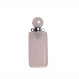 Pandantiv cristal natural cuart roz sticluta model 4 cu agatatoare argintie 42cm, Stonemania Bijou