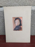 Pictura veche portret miniaturală semnată 9/13 cm redusa, Portrete, Ulei