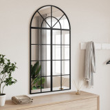 Oglinda de perete, negru, 60x110 cm, arcuita, fier GartenMobel Dekor, vidaXL