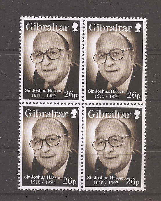 Gibraltar 1997 - Sir Joshua Hassan - om politic (in bloc de 4), MNH