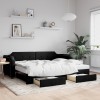 VidaXL Pat de zi cu extensie și sertare, negru, 100x200 cm, textil 3197677