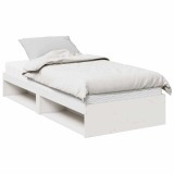 Cumpara ieftin Pat de zi cu saltea, alb, 90x200 cm, lemn masiv pin