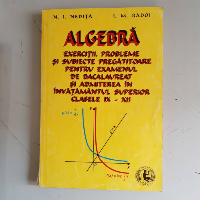 N. I. NEDITA- ALGEBRA EXERCITII,PROBLEME SI SUBIECTE PREGATITOARE Pt.EXAMEN.