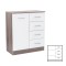 Comodă Miami cu 1 ușă și 4 sertare 80x92 cm alb-stejar York