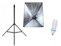 Kit Lumina Continua Softbox pentru Studio Foto sau Videochat cu 1 Bec E27 Inclus foto