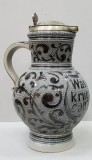 Ulcior din ceramica glazurata cu capac metalic, Merkelbach Wick, Germania, Secol XIX