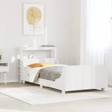 VidaXL Cadru pat fără saltea, alb, 90x190 cm, lemn masiv de pin