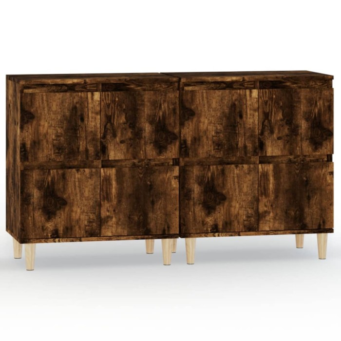 Dulapuri, 2 buc, stejar afumat, 60x30x75 cm, lemn prelucrat