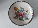 Farfurie ceramica vintage Ulmer KERAMIK 250/1 Germania Pictata manual, 16cm diametru x 4cm inaltime
