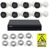 Kit IP 8 camere Dahua 4MP IR 30m PoE, NVR 8 canale PoE 4K 8MP, cabluri + autocolant Rovision SafetyGuard Surveillance