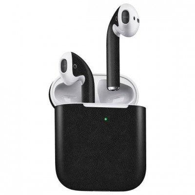 Folie Skin Apple AirPods Gen 2 Wireless Charging (2019) - ApcGsm Wraps Leather Black foto