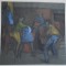 &quot;Joc de copii&quot; tempera pe hartie neagra