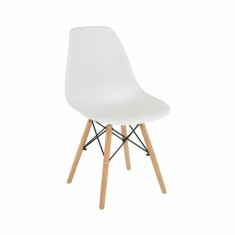 Scaun plastic alb picioare fag Cinkla 46x54x82 cm