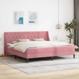Cumpara ieftin Cadru de pat cu saltea Roz 200 x 200 cm Catifea