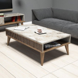 Masuta de cafea Milan - Walnut, White Marble, Nuc, 105x35x60 cm