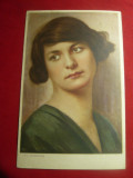 Ilustrata -Portret Femeie -Marca Wenau Brabant circ.1928 Hunedoara la Lugoj